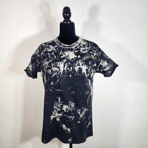 Black t-shirt, unisex, Tye dye bleach, one of kind, exclusive